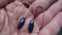 blue sodalite earrings. hypoallergenic stainless steel jewelry for sensitive ears. navy blue and black stones.