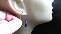 blue sodalite earrings. hypoallergenic stainless steel jewelry for sensitive ears. navy blue and black stones.