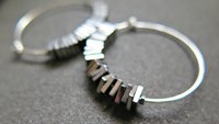 square stone sterling silver hoop earrings