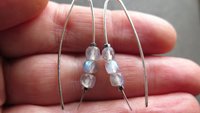 labradorite earrings with flash made with sterling silver wire. modern gemstone jewelry. Canadian made labradorite jewellery.