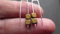 small matte gold earrings. square hematite jewelry. geometric jewellery. 1 inch earrings.