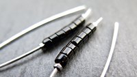 black onyx earrings. modern stone jewelry. natural black onyx gemstones. simple black earrings.