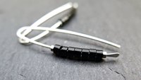 black onyx earrings. modern stone jewelry. natural black onyx gemstones. simple black earrings.