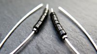 black onyx earrings. modern stone jewelry. natural black onyx gemstones. simple black earrings.