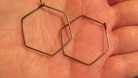 hexagon earrings. niobium hoops for sensitive ears. geometric hoops. niobium wire jewelry.