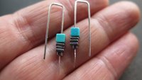 small silver and turquoise earrings. natural turquoise jewelry. one inch earrings. made in Canada