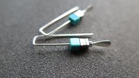 small silver and turquoise earrings. natural turquoise jewelry. one inch earrings. made in Canada