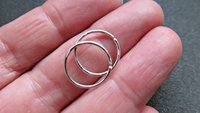 small silver hoop earrings. 12 mm sterling silver sleeper hoops. 20 gauge wire.