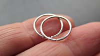 small silver hoop earrings. 12 mm sterling silver sleeper hoops. 20 gauge wire.