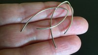 sterling silver threader earrings. simple jewelry. open hoops. modern wire earings.