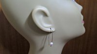 white pearl earrings in sterling silver. crystal pearl jewelry. 1 1/2” drop earrings.