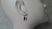 small purple earrings. hematite cube jewelry. Canadian seller. 1 inch earrings.