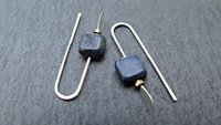 small navy blue sodalite earrings. square stone jewelry. Canadian jewelry.