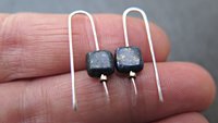 small navy blue sodalite earrings. square stone jewelry. Canadian jewelry.