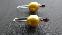 sunflower yellow pearl earrings. freshwater pearl drop earrings. modern pearl jewellery. splurge.