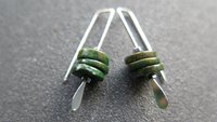 dark forest green jasper earrings. small modern earrings. splurge jewellery made in Calgary.