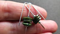 dark forest green jasper earrings. small modern earrings. splurge jewellery made in Calgary.
