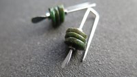 dark forest green jasper earrings. small modern earrings. splurge jewellery made in Calgary.