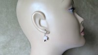small rose quartz earrings in pale pink and silver. quartz jewelry. cube earrings for women