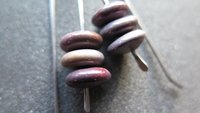 plum jasper earrings in grey niobium wire. contemporary stone jewelry. Canadian jewellery.