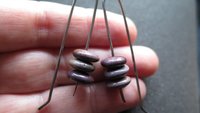 plum jasper earrings in grey niobium wire. contemporary stone jewelry. Canadian jewellery.