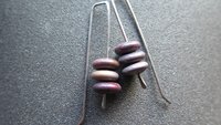 plum jasper earrings in grey niobium wire. contemporary stone jewelry. Canadian jewellery.