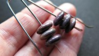 plum jasper earrings in grey niobium wire. contemporary stone jewelry. Canadian jewellery.
