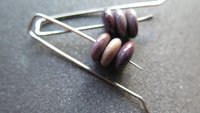 plum jasper earrings in grey niobium wire. contemporary stone jewelry. Canadian jewellery.