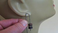 plum jasper earrings in grey niobium wire. contemporary stone jewelry. Canadian jewellery.