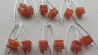 carnelian earrings in sterling silver. burnt orange jewelry. natural square stone beads.