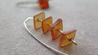 carnelian earrings in sterling silver. burnt orange jewelry. natural square stone beads.