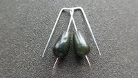 very dark forest green jade earrings. natural jade jewelry from Canada