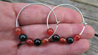 Custom order for M. unique sterling silver hoops with natural amethyst, jasper and carnelian stones. handmade in Calgary.
