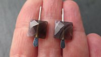 On hold for N small square agate earrings. contemporary silver jewellery. splurge. Canadian made product.