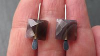 On hold for N small square agate earrings. contemporary silver jewellery. splurge. Canadian made product.