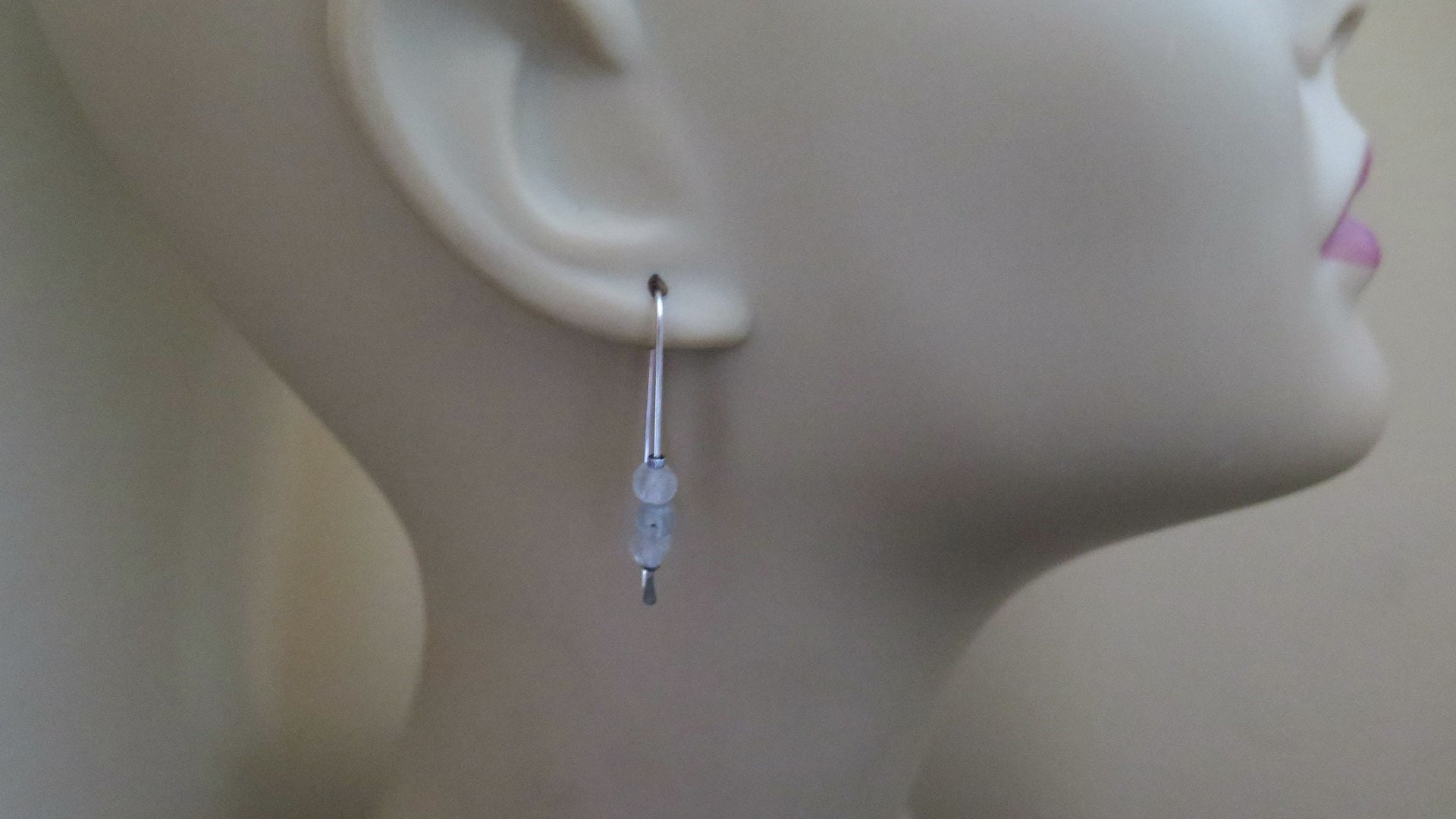 labradorite earrings with flash made with sterling silver wire. modern gemstone jewelry. Canadian made labradorite jewellery.