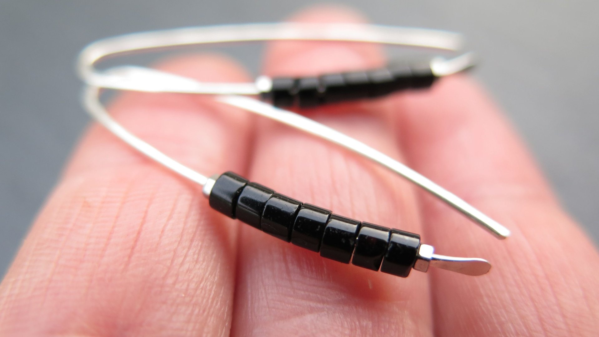 black onyx earrings. modern stone jewelry. natural black onyx gemstones. simple black earrings.