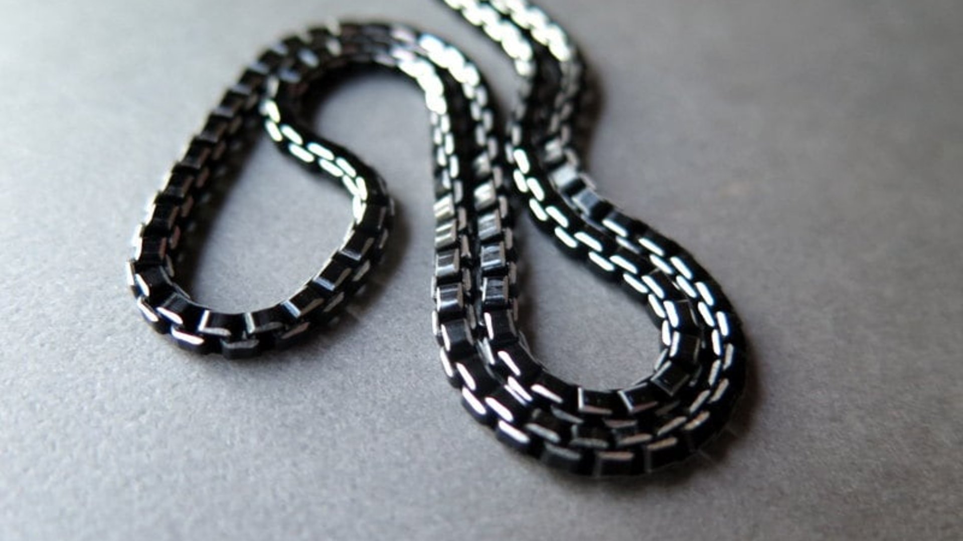 mens necklace. black choker. 6 mm wide box chain. made in Canada.
