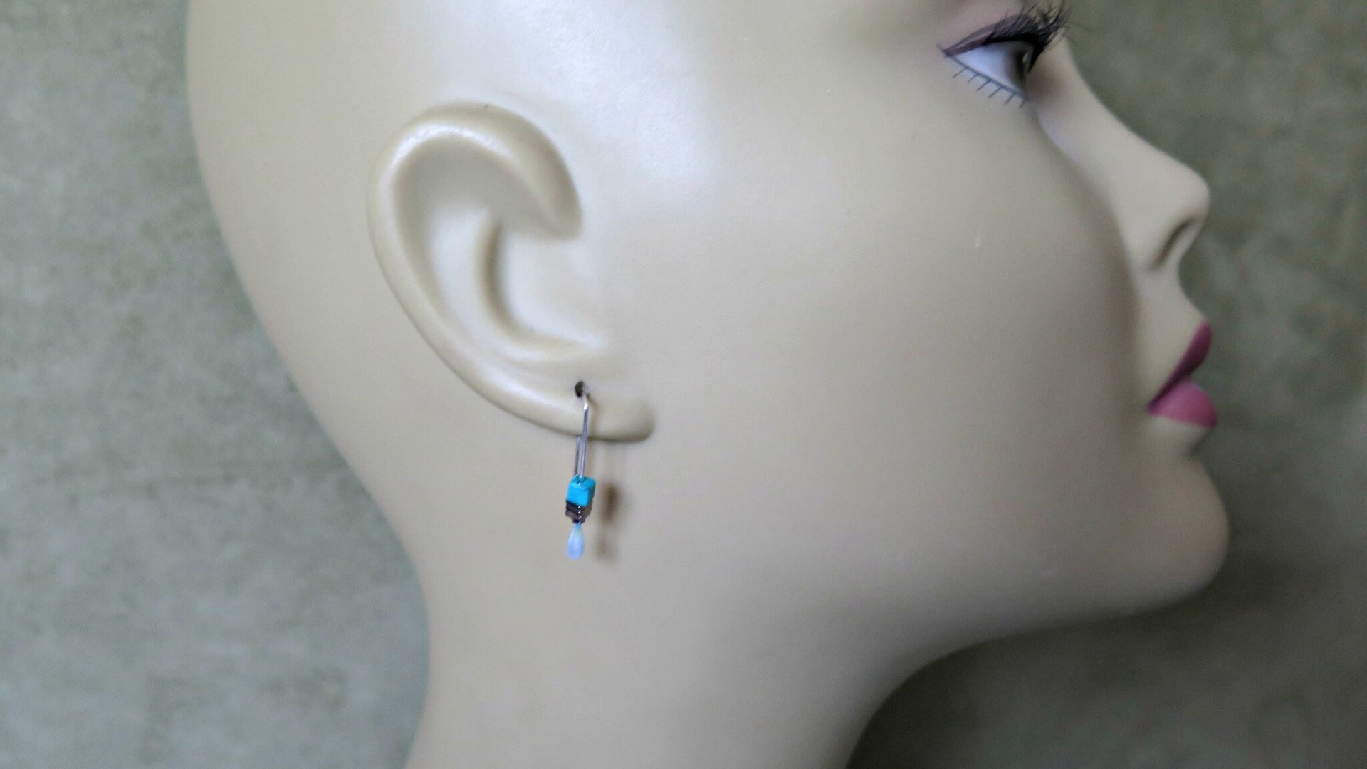 small silver and turquoise earrings. natural turquoise jewelry. one inch earrings. made in Canada