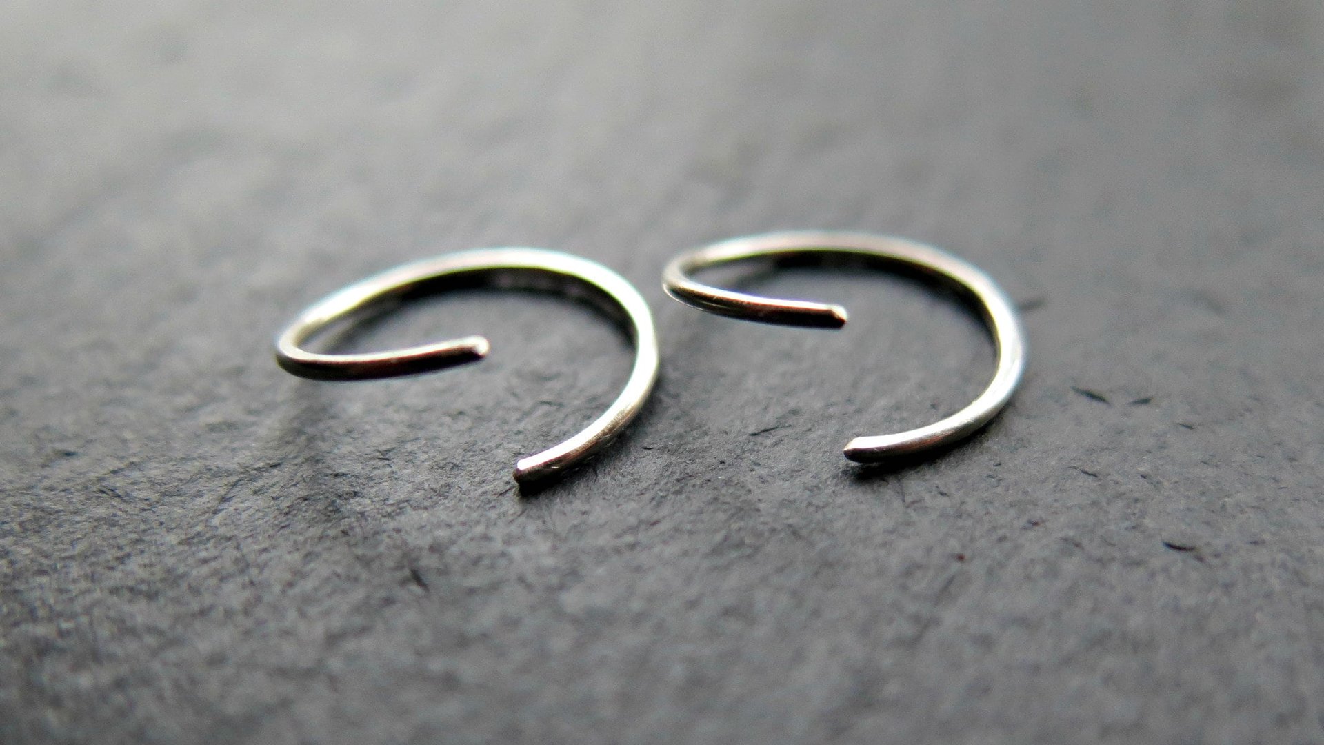 small silver hoop earrings. 12 mm sterling silver sleeper hoops. 20 gauge wire.