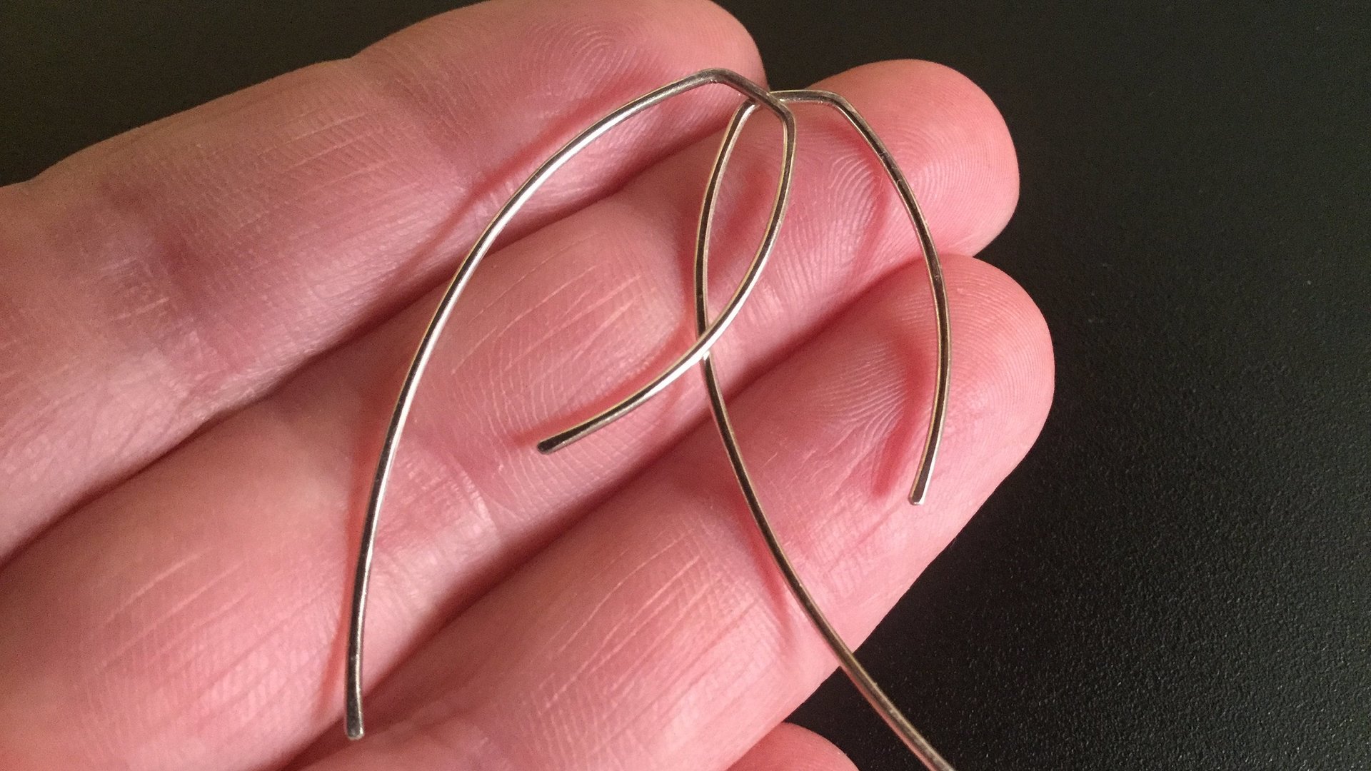 sterling silver earrings. wire earings. minimalist jewelry. threader earrings.