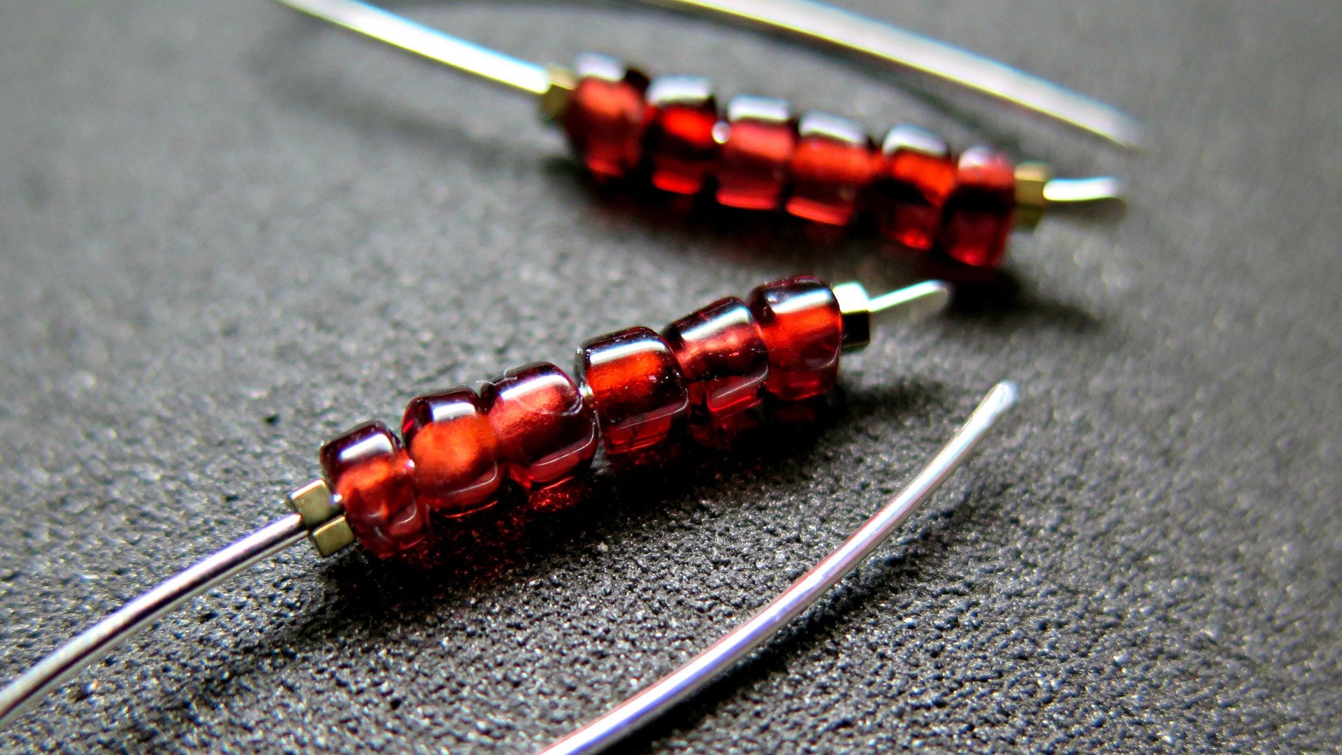 genuine red garnet earrings. modern red gemstone jewelry. Canadian made garnet jewellery.