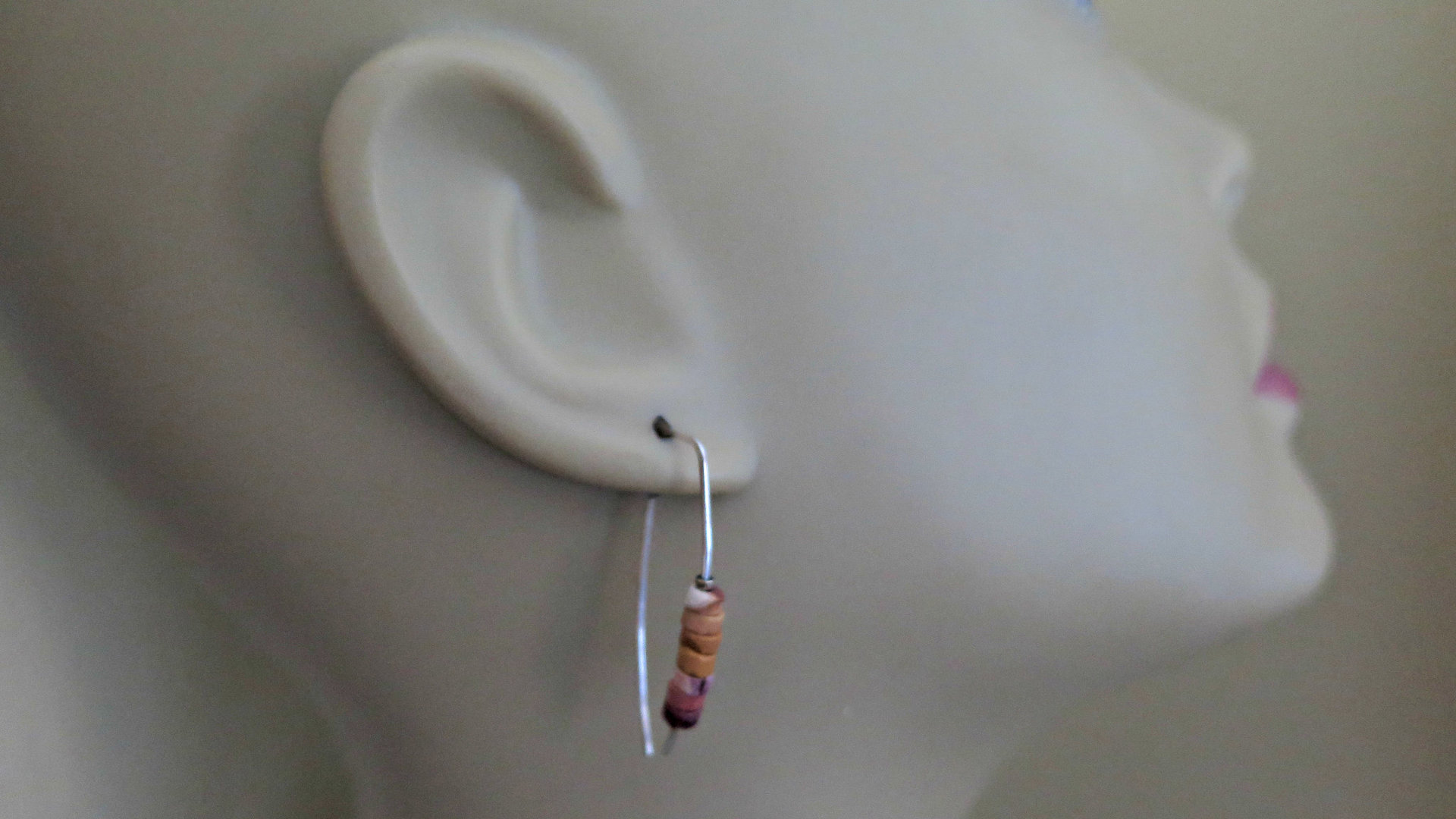 unique mookaite jasper earrings. modern stone jewelry in hammered sterling silver. made in Alberta Canada