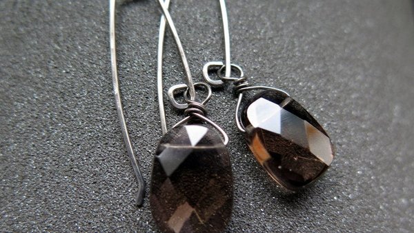 hypoallergenic earrings. smoky quartz jewelry. niobium earwires.